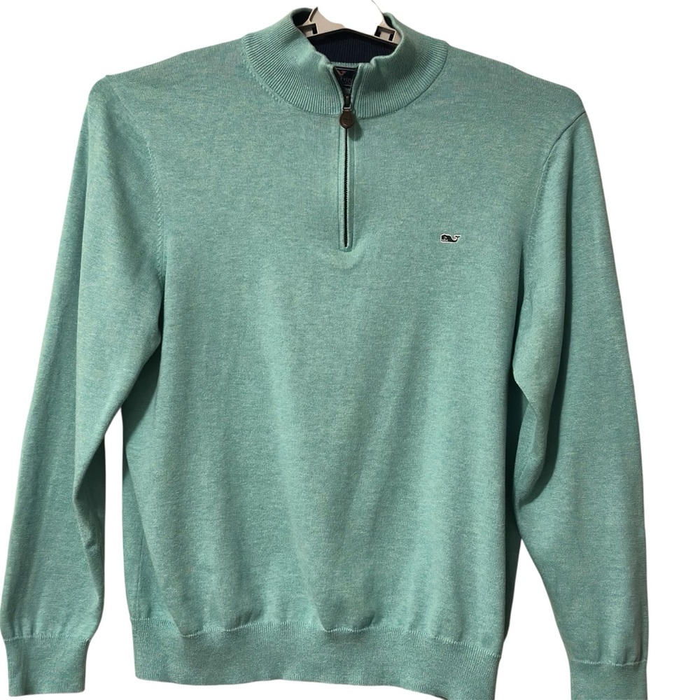 Vineyard Vines Polo 1/4 zip Cotton Knit Pullover Mens Large long sleeve Blue